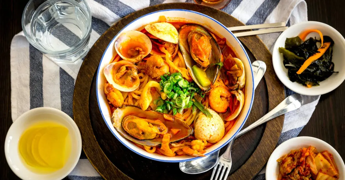 A dish of Oysters and a mix of seafood