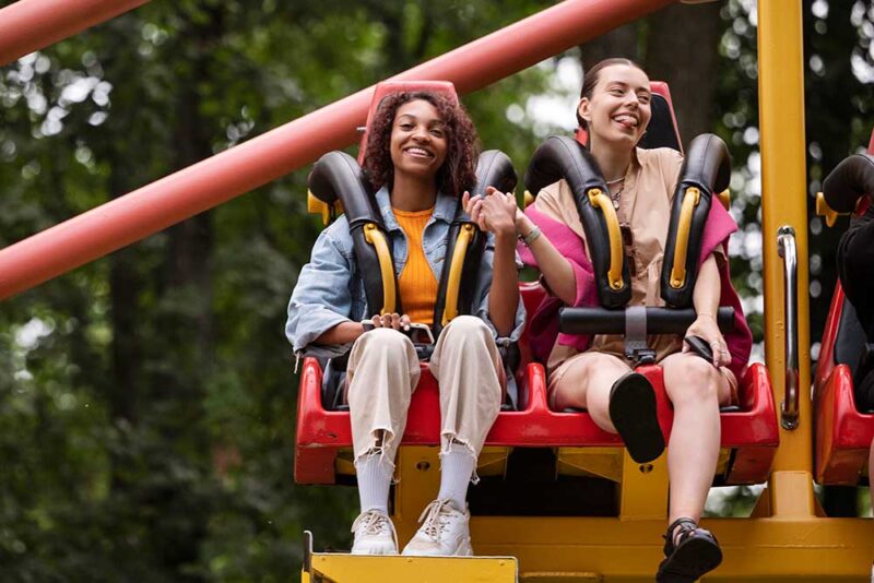 Women experiencing adrenaline rush with top zipline parks in the UAE