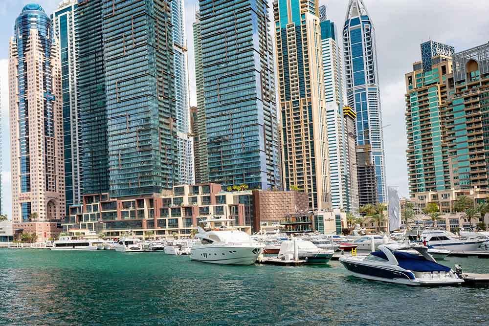 Dubai ferries on port