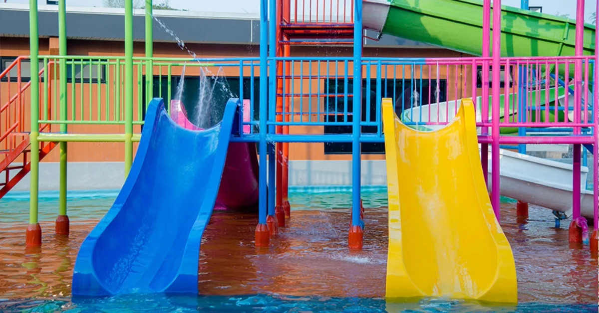 Adventurous area at Aquaventure Waterpark featuring tall water slides