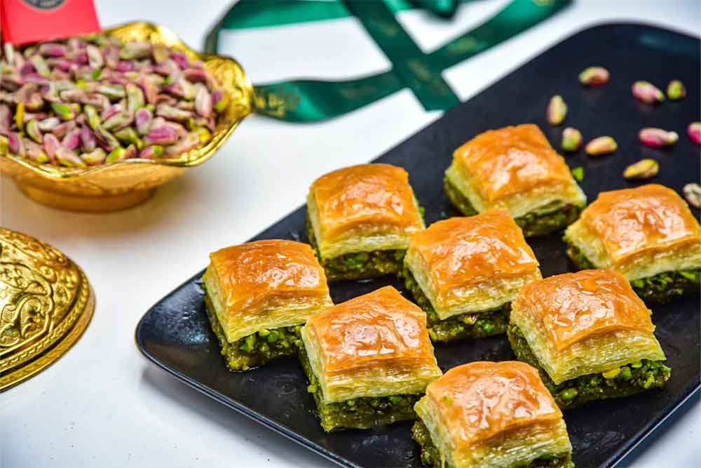Turkish Baklava at the famous Hafiz Mustafa 1864 Dessert Shop in Dubai