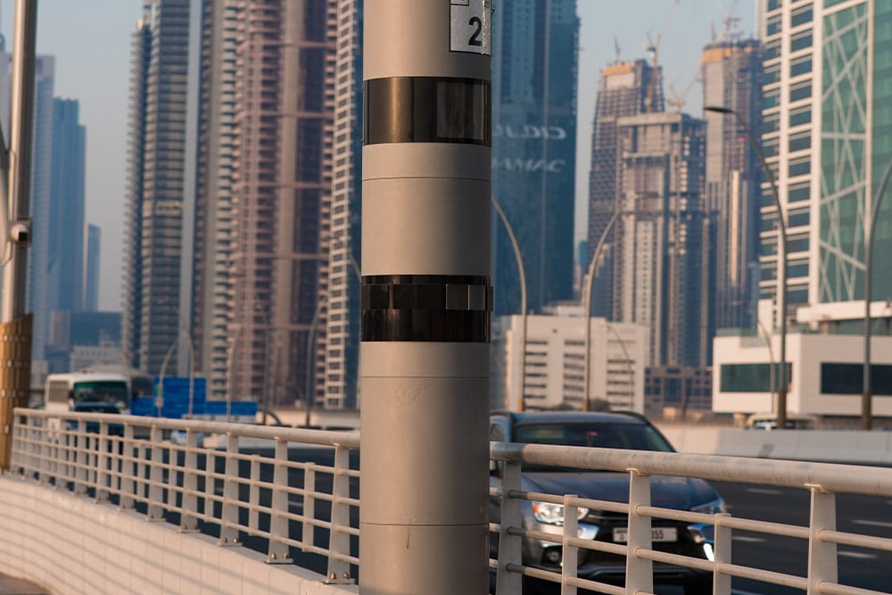 Speed limit radar in Dubai with a buffer of 20 km/h