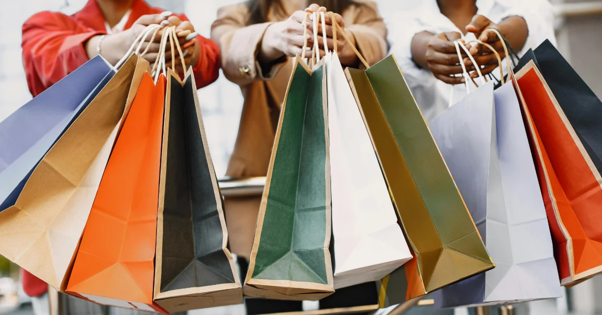 Shopping bags filled with items bought from Grand City Mall