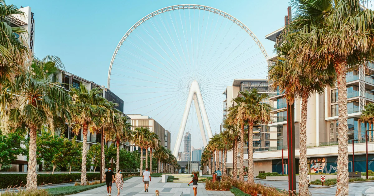 Dubai's iconic Ferris Wheel Under the Blue Sky