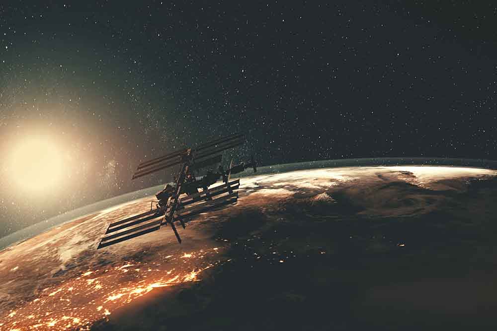 Space shuttle orbiting