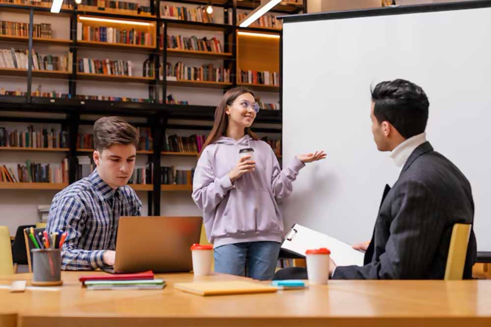 Students in the library