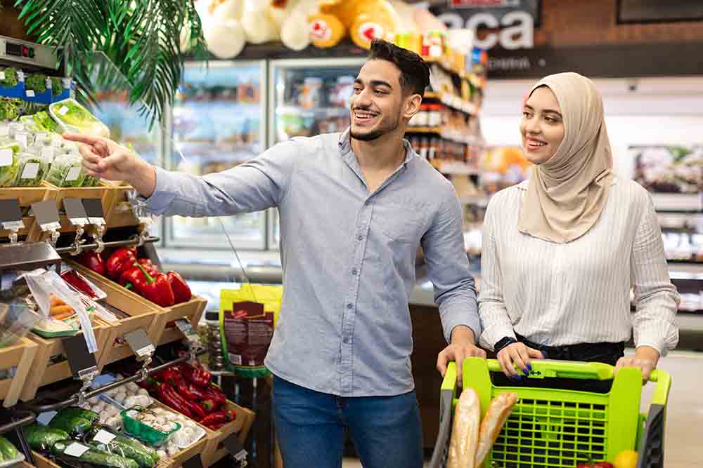 Couple shopping house grocery
