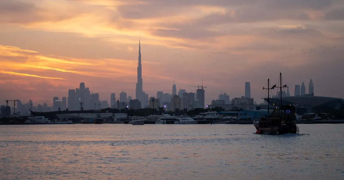 Dubai Creek Tower, UAE during sunset