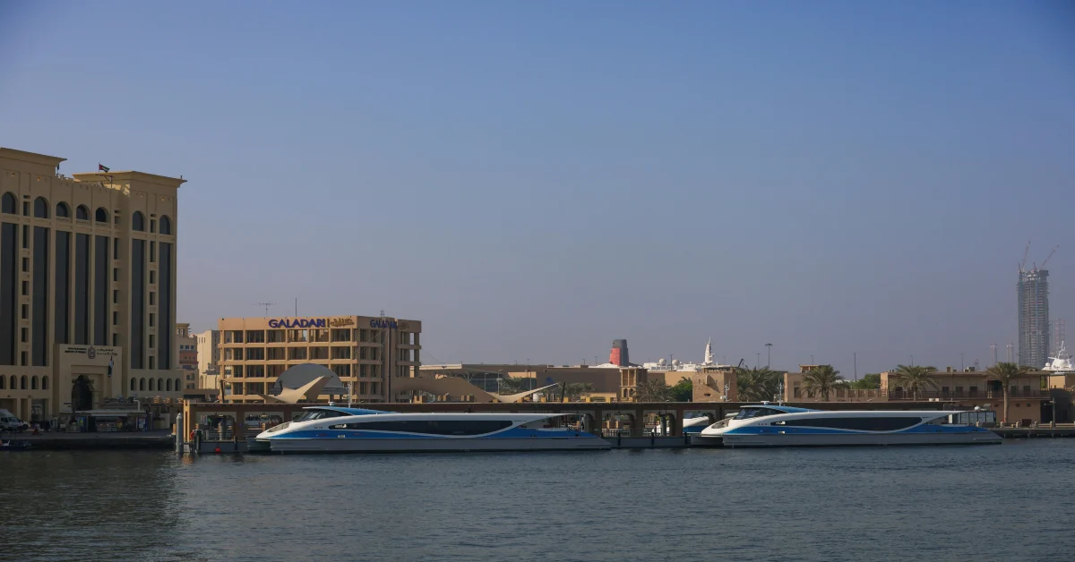 Modern Boats on Dubai Creek Waterway