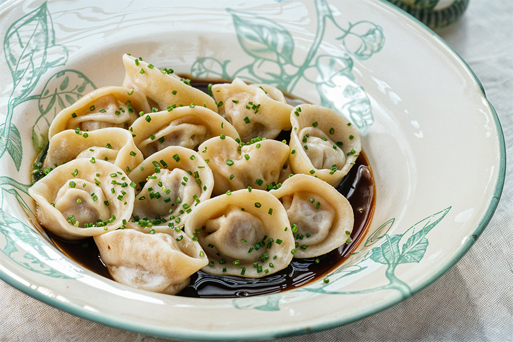 Vareniki served on a table at Babushka