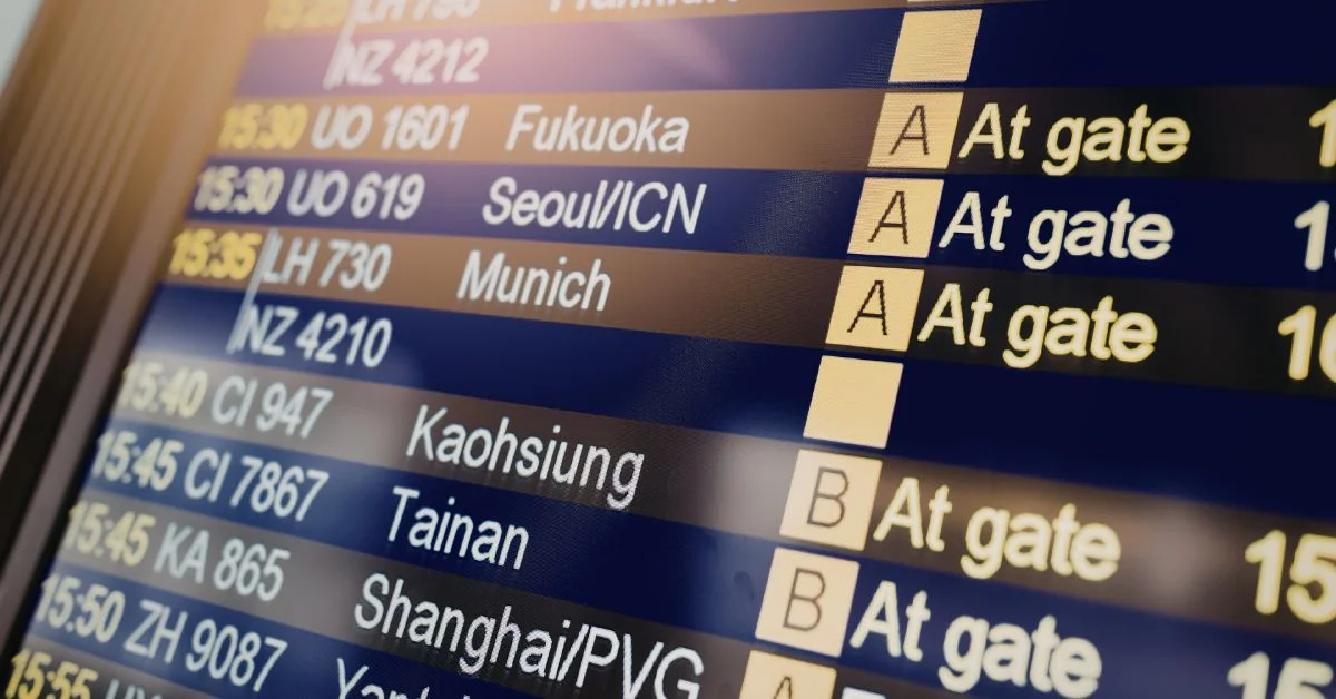 Flight boards in the airport