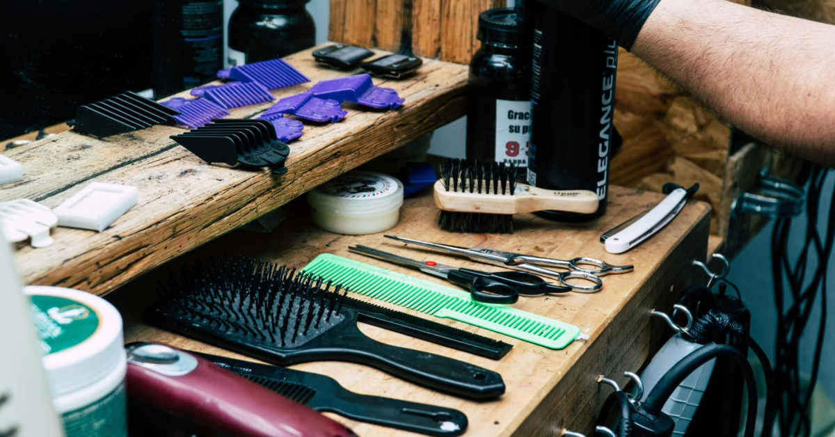 Barber's tools on a table