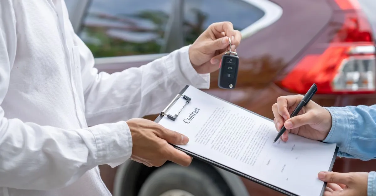 Signing off a contract before car registration process