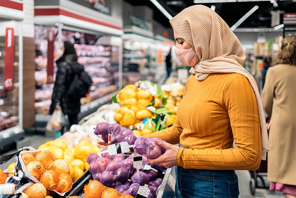 muslim woman in a supermarket 