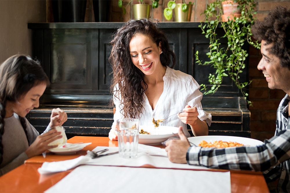 Family enjoying lunch together