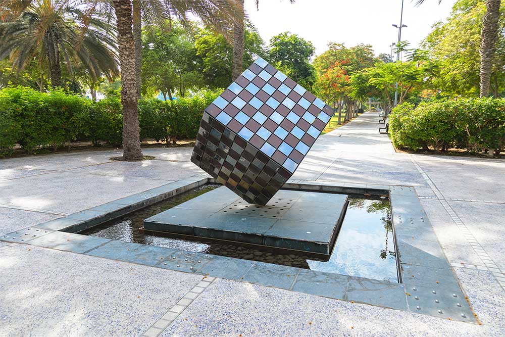 a cubical sculpture in DIFC