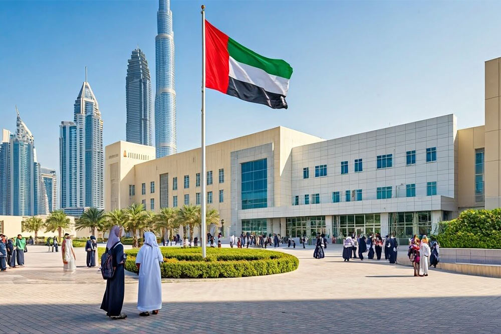 أمام أحد مدارس الشارقة الخاصة