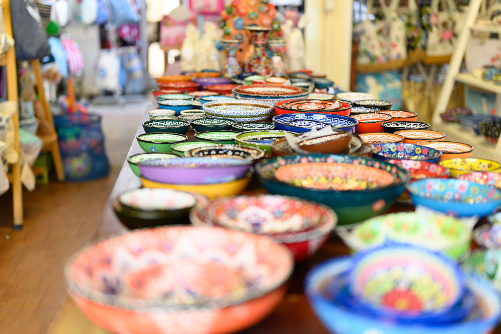 Ceramic dishes at the shop