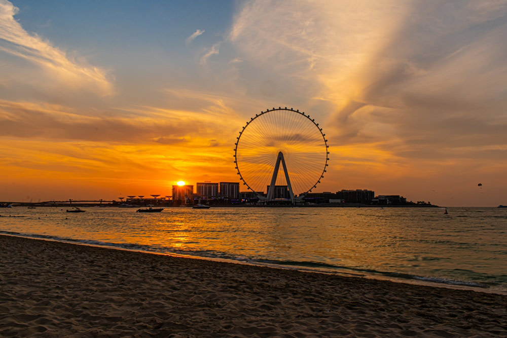 Swimming at a night beach in Dubai 