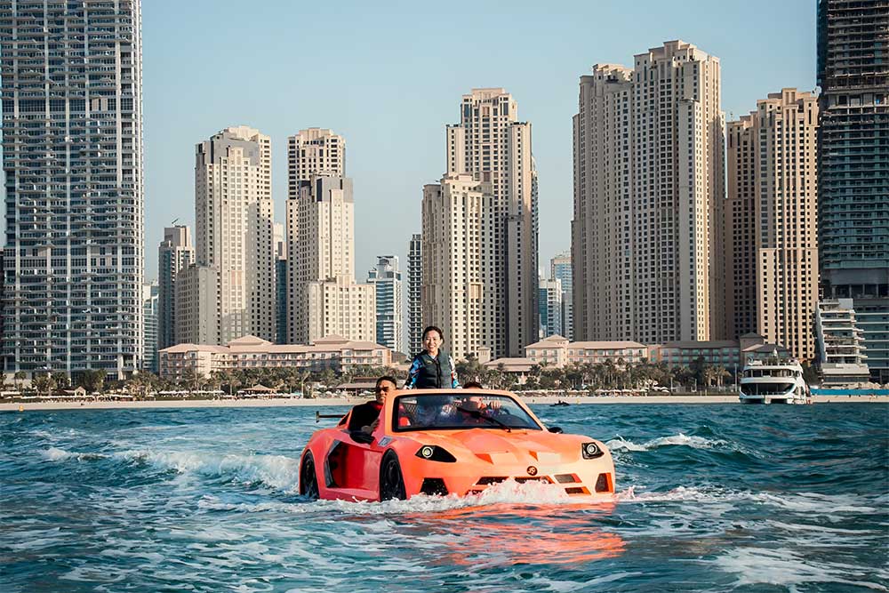 People enjoying a jet car ride at Jet Car Dubai Water Sports