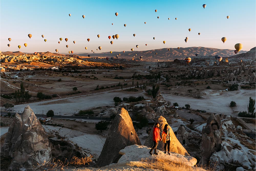 A couple enjoying a vacation in Cappadocia