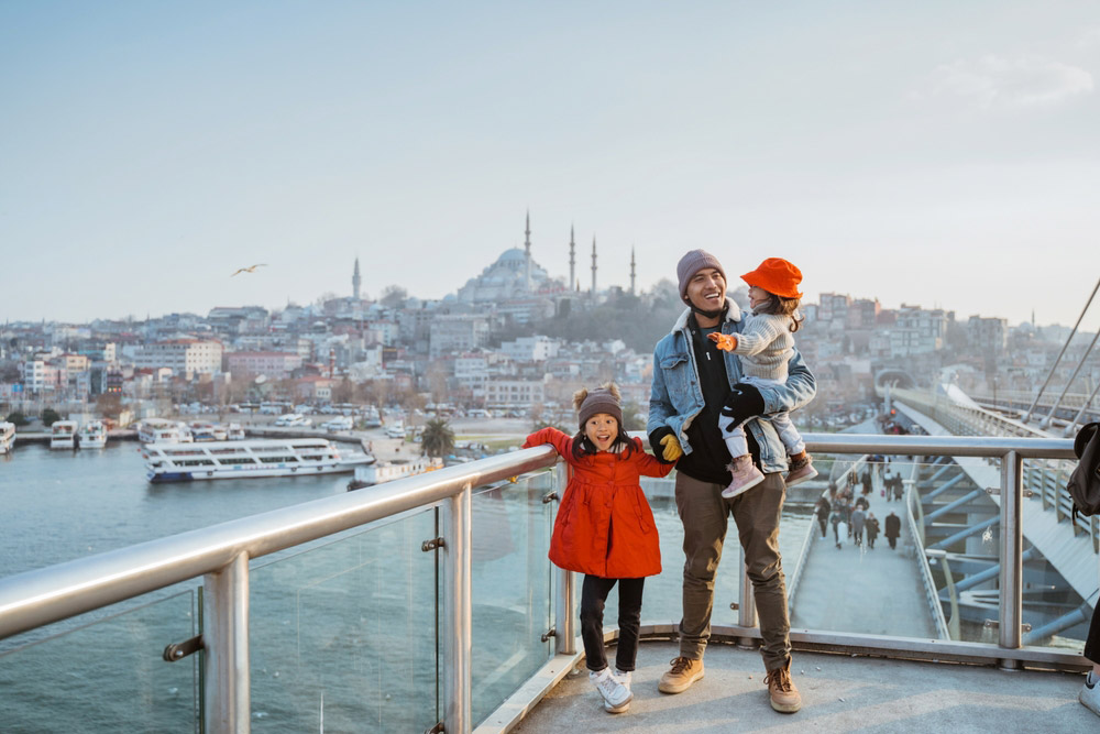A family enjoying a vacation in Turkey