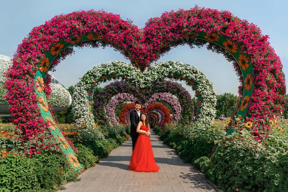 Beautiful couple at Dubai Miracle Garden