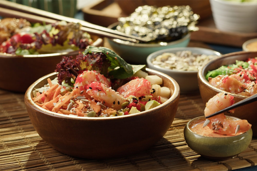 Seafood served in a restaurant