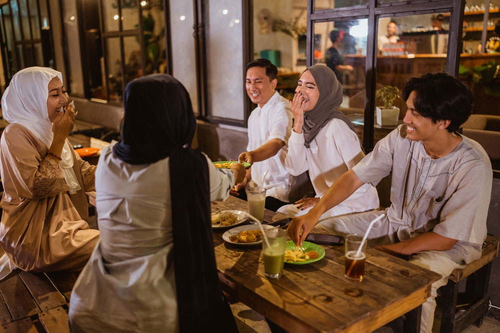 Friends dining at a café