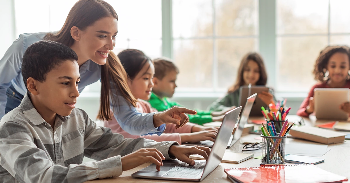 Kids learning computers in School