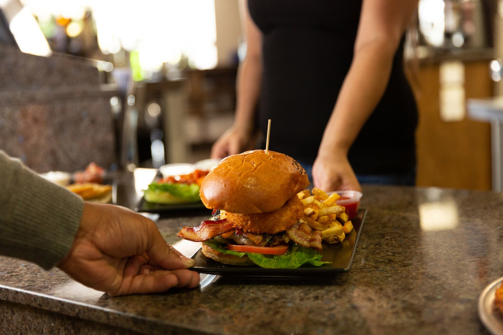 Steak burger served at 71 Sports Bar in Dubai