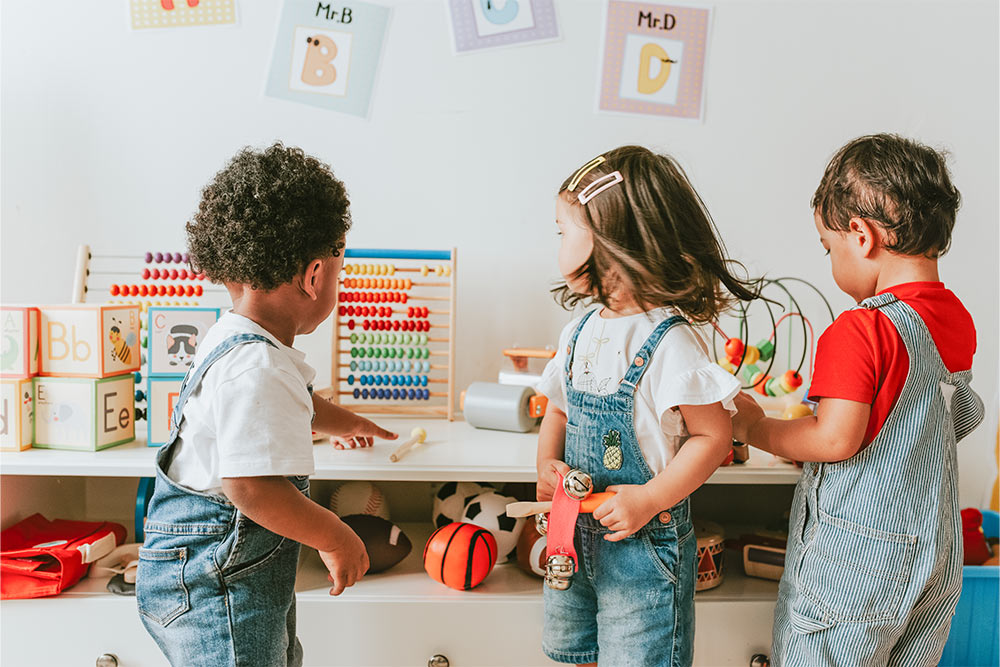 Preschool kids playing with each other