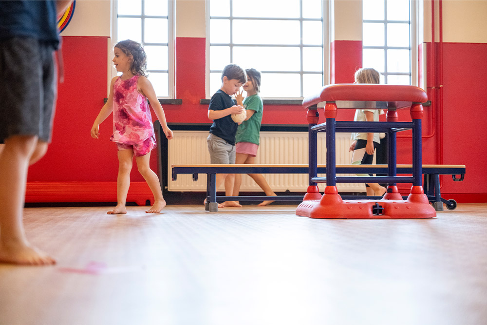 Children working out in a mini gym 