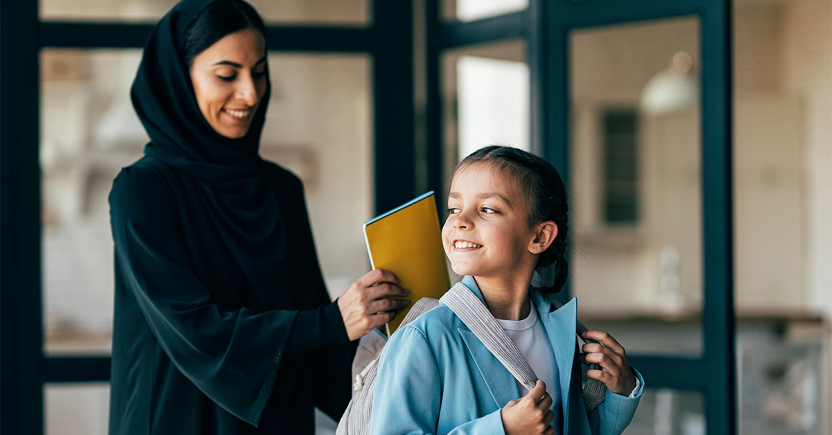 Mother Sending Daughter to School
