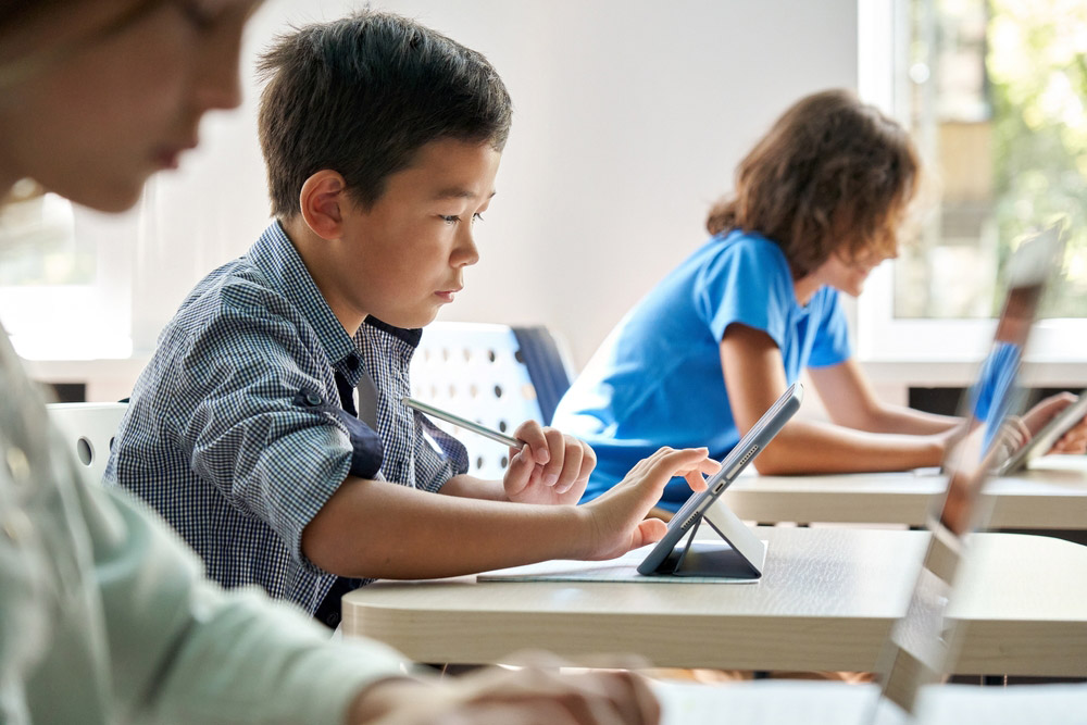 Students using technology for learning