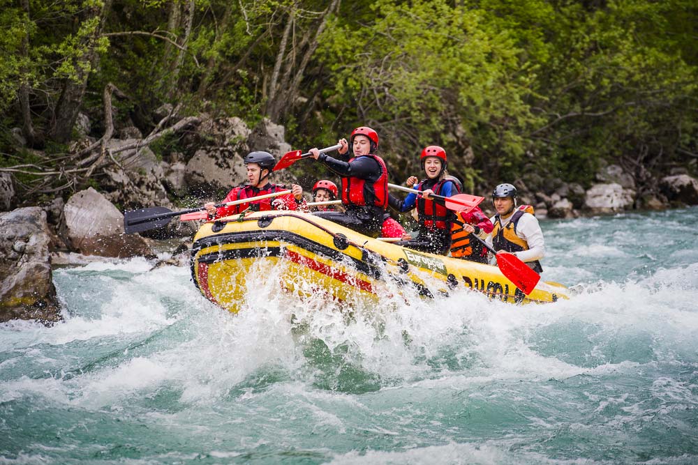 Adventure lovers on a boat in River Tara 