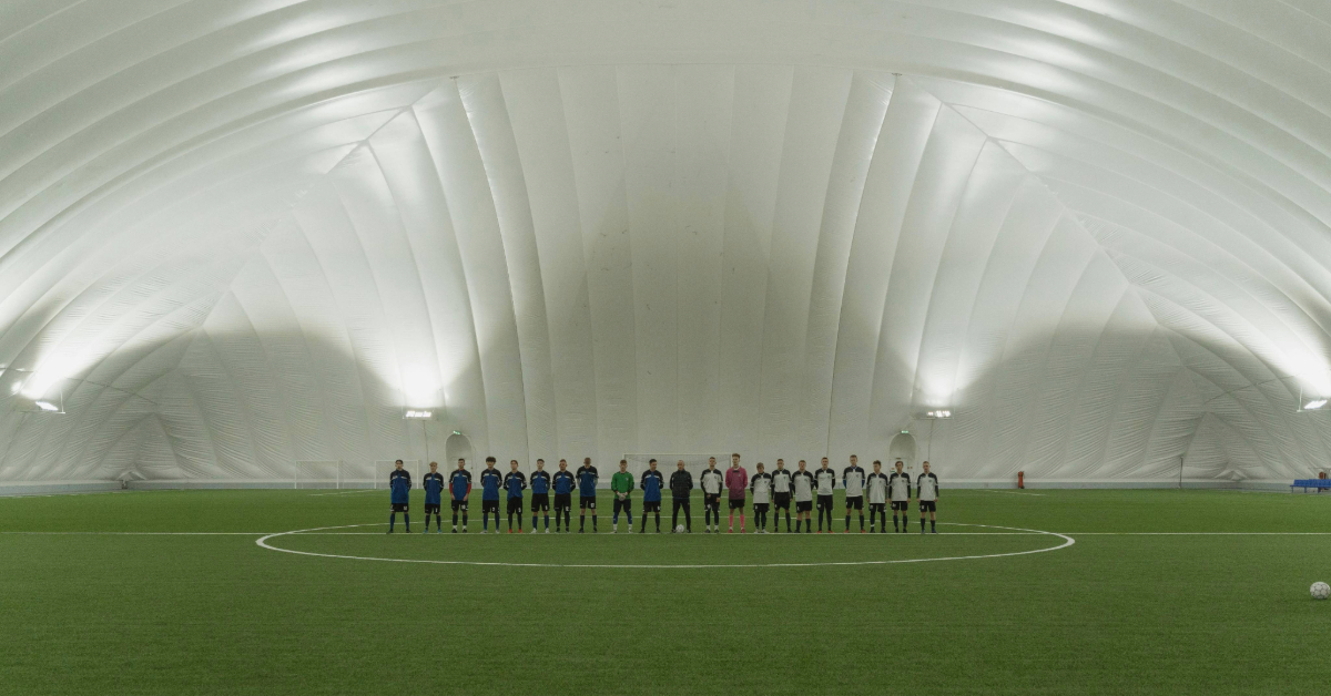 Dome-shaped indoor football court