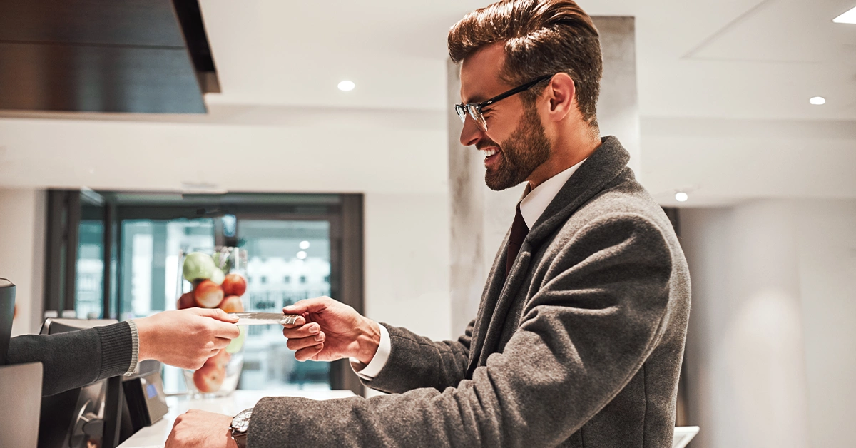 A man at a hotel reception