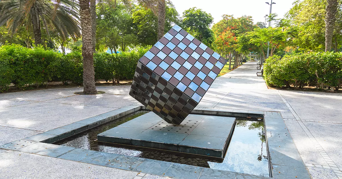Rubik’s cube monument in Zabeel Park, Dubai