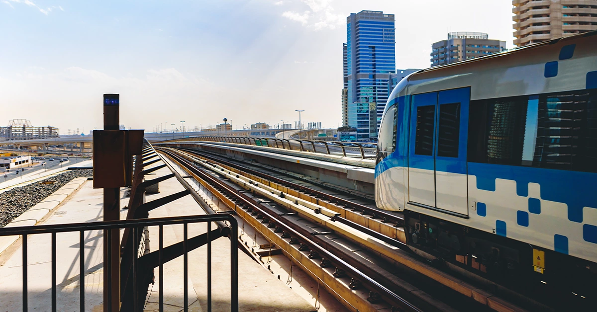 Train operating from Al Quoz Metro Station in Dubai