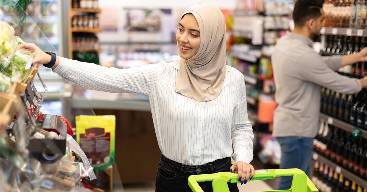 grocery shopping in a supermarket in Al Mamourah