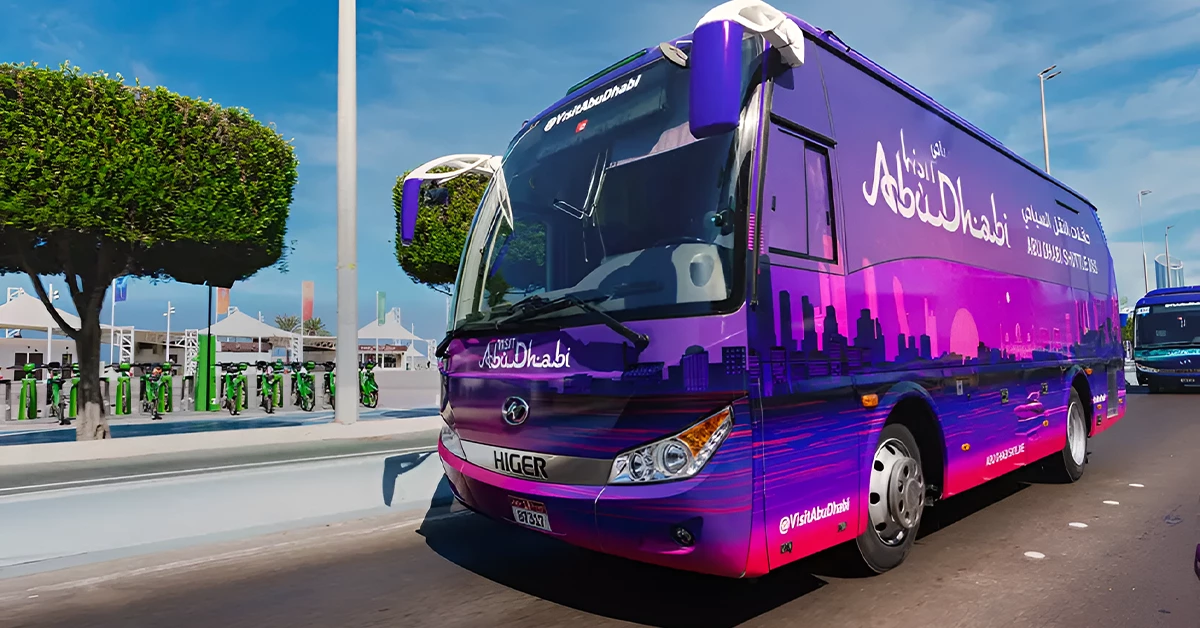 Tourists using Abu Dhabi Shuttle Bus
