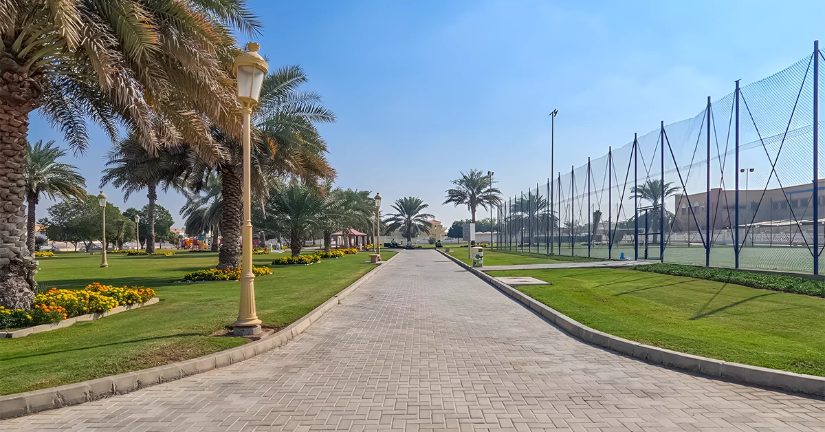 Peaceful landscape of Samnan Park, Sharjah