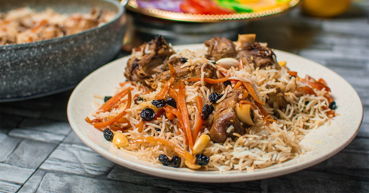 Qabuli pulao served at an Afghani restaurant in Sharjah