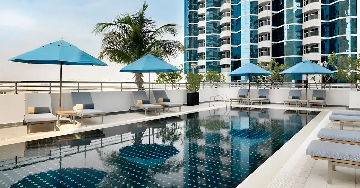 Mövenpick Hotel’s rooftop pool 