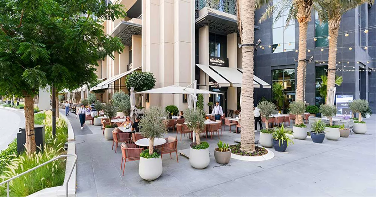 Open-air restaurant in Dubai Creek Harbour