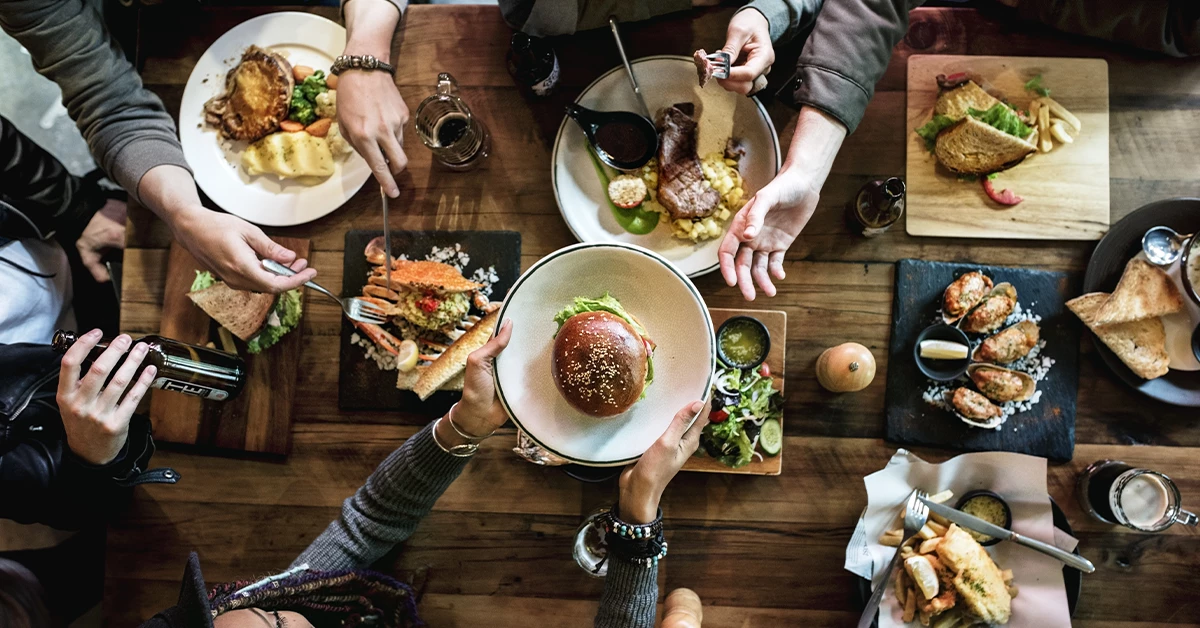 Friends enjoying lunch together