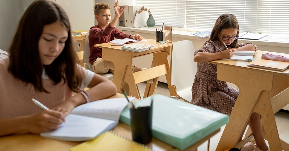 Children studying in a classroom 