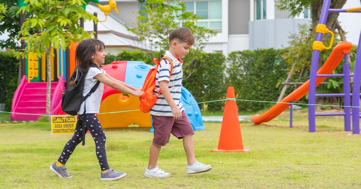 Kids in a playground of the best nursery in Jumeirah