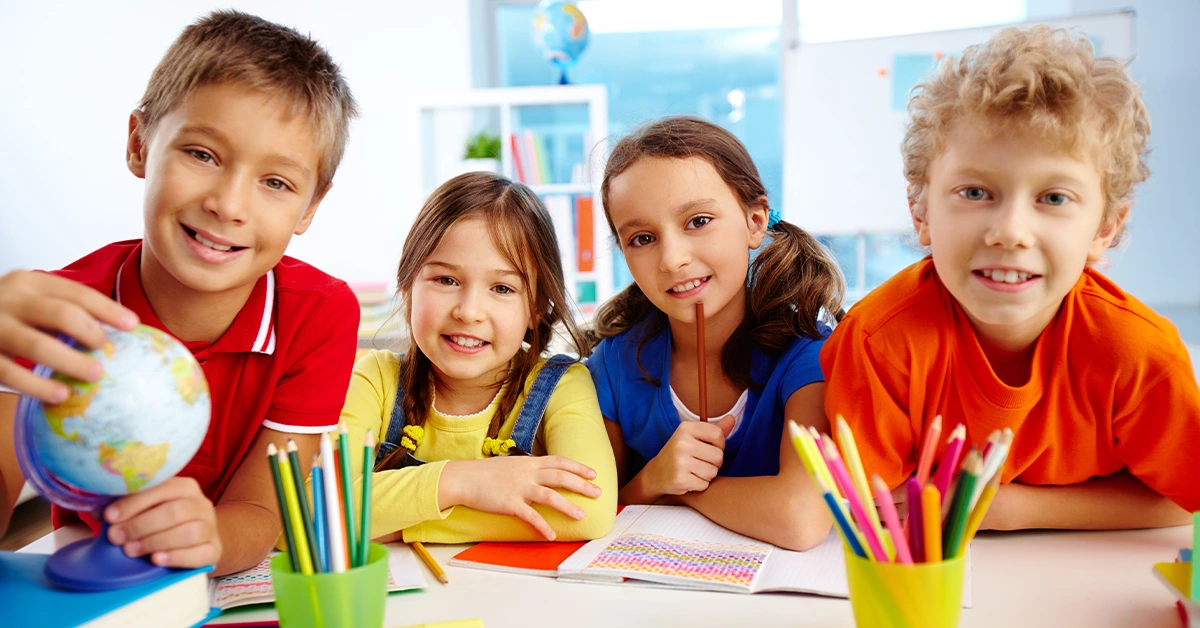 Young school children in a classroom 